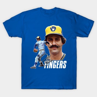 Retro Rollie Fingers Handlebar Crew Tribute T-Shirt